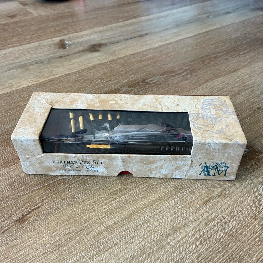 Authentic Models Quill Pen Calligraphy Set Ink Nibs Box Feather Red - Picture 5 of 15